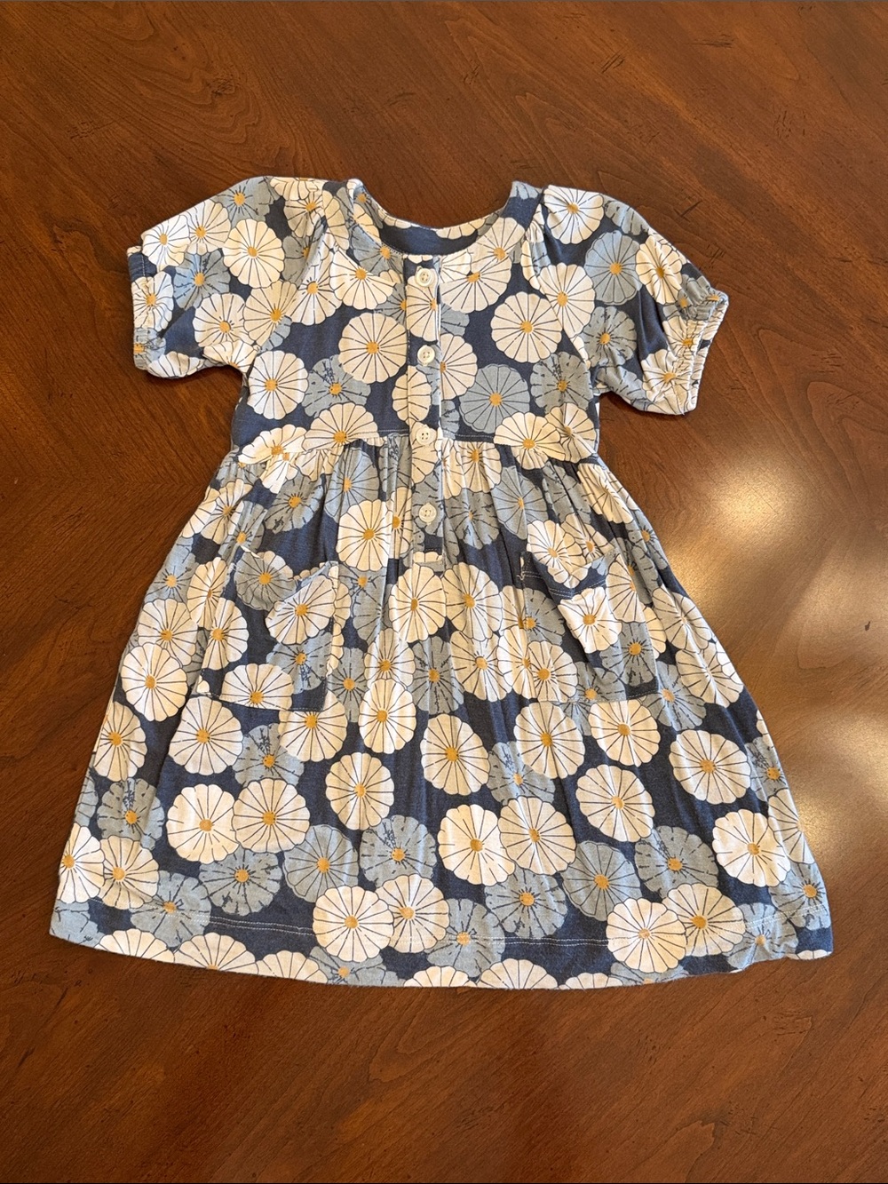 Kate Quinn Bamboo Navy Blue Floral Button-Front Dress 2T